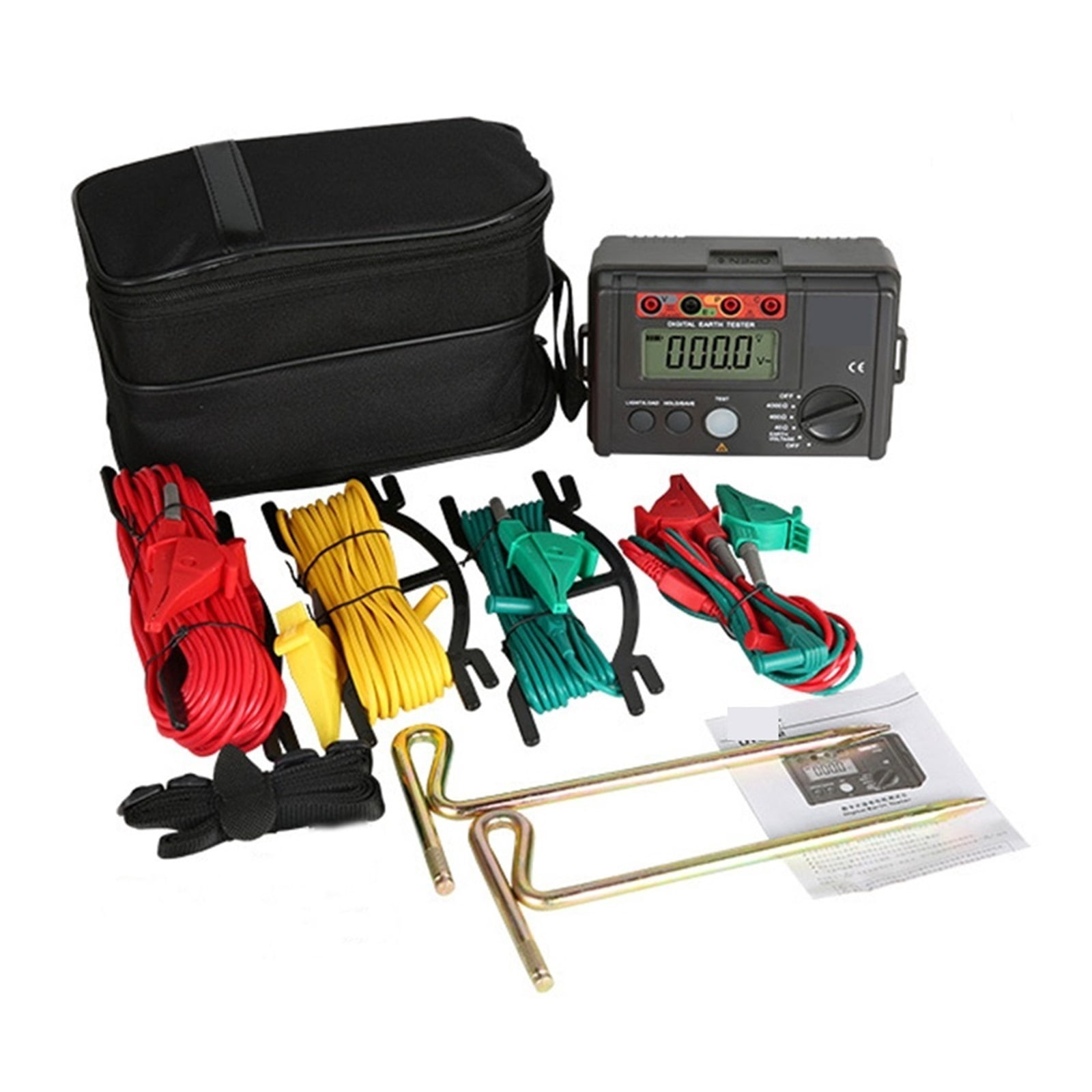 Digital Ground Resistance Tester 0-200V 0-2000 Power Electrical System Voltmeter Storage Over-Range Data Storage ,Efficient Features