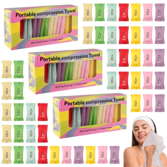 Abaima 28 Pack Disposable Compressed Towel Tablets, Portable Compressed Face Towels for Travel Ultra-Quick Absorbent Towel Tablets, Soft Cotton Facial Washcloth for Outdoor Camping Hotel Gym