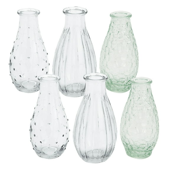 Fun Express Clear Vintage Bud Vase Set, Bulk 12 Pieces