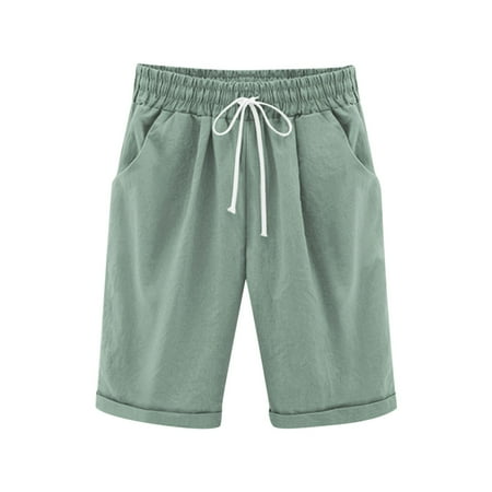WhouRiu Big Girls Shorts Fashion Drawstring Elastic Waist Short Kids Summer Streetwear Half Trousers Green Sizes 12-13