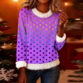 thumbnail image 4 of ZUKMRJPC Christmas Sweaters for Women Fur Collared Fashion Colorful Wave Point Pullover Casual Soft Comfy Long Sleeve Party Holiday Tops, 4 of 5