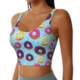 thumbnail image 2 of Fotbe Donuts Pattern Womens' Sports Bra Longline Wirefree Padded with Medium Support Sports Moisture-Wicking Workou Vest,Tank Top-Large, 2 of 7
