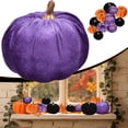 thumbnail image 3 of Small Faux Harvest Velvet Pumpkins, Fabric Pumpkin Decor 1 Pc Artificial Velvet Fall Thanksgiving Table Centerpiece Decor, 3.34 inch, 3 of 4