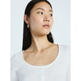 thumbnail image 4 of Scoop Women’s Lace Trim Scoop Neck Ribbed Tee with Long Sleeves, Sizes XS-XXL, 4 of 5