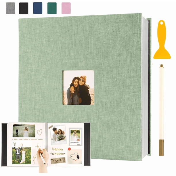 Álbum de Fotos y Recuerdos Autoadhesivo Accesorios 40 pag Marthing Album Grande de Recuerdos Familiar Elegante con 20 Hojas, 40 Paginas Autoadhesivas y Bolígrafo Metálico Álbum Fotos Verde