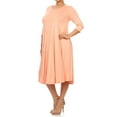thumbnail image 2 of Women's Casual Plus Size Loose Fit 3/4 Sleeve Jersey Knit A-Line Solid Midi Dress, 2 of 4