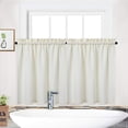 thumbnail image 2 of CAROMIO Waterproof Window Covering Kitchen Cafe Curtains 30" x 30", Ivory, Set of 2 Waffle Weave Textured, 2 of 7