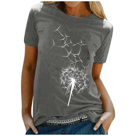 

Ziloco Short Sleeve Round-Neck Blouses & Shirts Tankini Tops for Women Women Casual Printing Shirts Short Sleeve Loose Tee Tops Tunic Blouse Black Corset Top