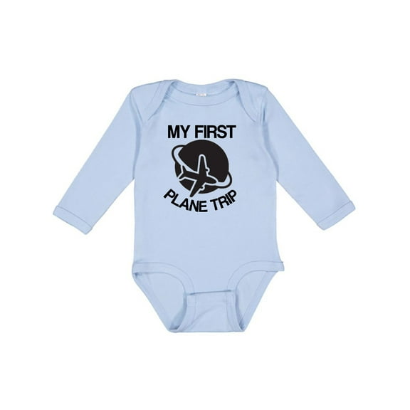 Inktastic My First Plane Trip Airplane Boys or Girls Long Sleeve Baby Bodysuit