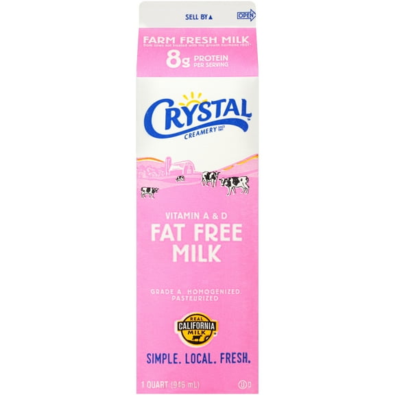 Crystal Fat Free Milk, 1 qt