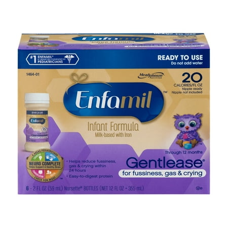 Enfamil Infant Formula Gentlease Nursette Bottles - 6 CT 2.0 FL OZ