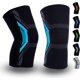 thumbnail image 1 of Rodillera para mujeres y hombres, 2 paquetes de mangas de compresión para dolor de rodilla, artritis, rodilleras para correr (L, negro-azul) TUNC Sencillez, 1 of 5
