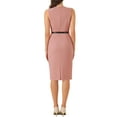 thumbnail image 3 of INSPIRE CHIC Sleeveless Sheath Dress for Women's Office Round Neck Belted Business Pencil Dresses XS Pink, 3 of 6