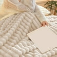 thumbnail image 6 of Lilixerw 28 x 39 inch Soft Fuzzy Plush Flannel Throw,Thick Striped Blanket Warm Ribbed Microfiber Blanket for Sofa Couch Bed, 6 of 6