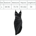 thumbnail image 2 of Robe Midi de Soirée Boîte de Nuit à Bretelles Spaghetti Froncée en Satin pour Femmes, Noir, G, 2 of 5
