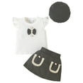thumbnail image 1 of dmqupv Newborn Outfit Baby Girl Summer Clothes Ruffle Short Sleeve Ribbed Romper Plaid Pattern Skirt With Headband Black,Size for 18-24 Months, 1 of 8