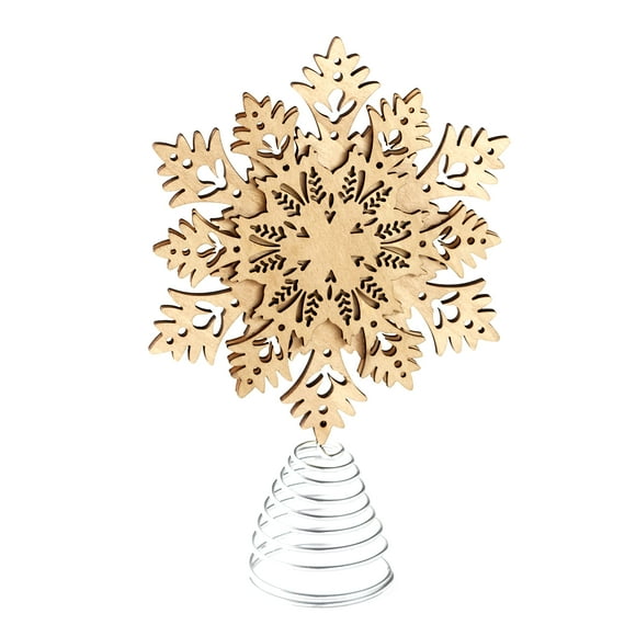 The Lakeside Collection Snowflake Tree Topper - Wooden Christmas Ornament with Carved Look