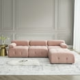 thumbnail image 3 of Aukfa 93" Sectional Sofa, Living Room Modular Couch with Ottoman, Pillow Top Arms, Velvet, Pink, 3 of 10