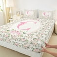 thumbnail image 3 of Castle Fairy Personalized Initial Letter C 3Pcs Twin Sheet Sets for Children Women Men,Floral Rose Bow-Tietwin Fitted Sheet,Monogrammed Alphabet Breathable Flat Sheet,Breathable Home Decor, 3 of 7