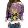 thumbnail image 1 of Chandail en Molleton Imprimé Joyeux Noël pour Femmes Col Rond Décontracté Manches Longues Coupe Ample Blouse d'Entraînement Col Rond Confortable, 1 of 4