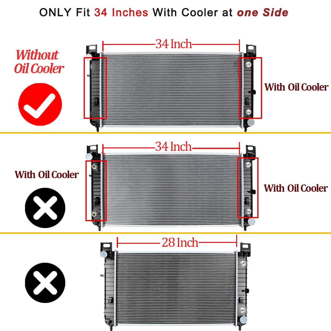 RVNI 34" Radiator for Chevy Silverado Suburban Tahoe Cadillac Avalanche Escalade GMC Yukon Sierra 4.8 5.3L 6.0L Fits select: 2008-2009 Chevrolet Silverado K1500