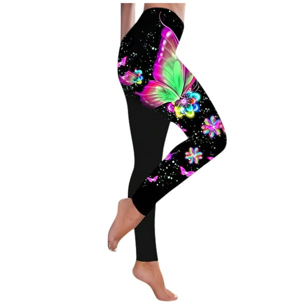 Holiday Savings! Cameland Women Fashion Butterfly Print Yoga Pants Plus  Size Casual High Waist Sport Pants 