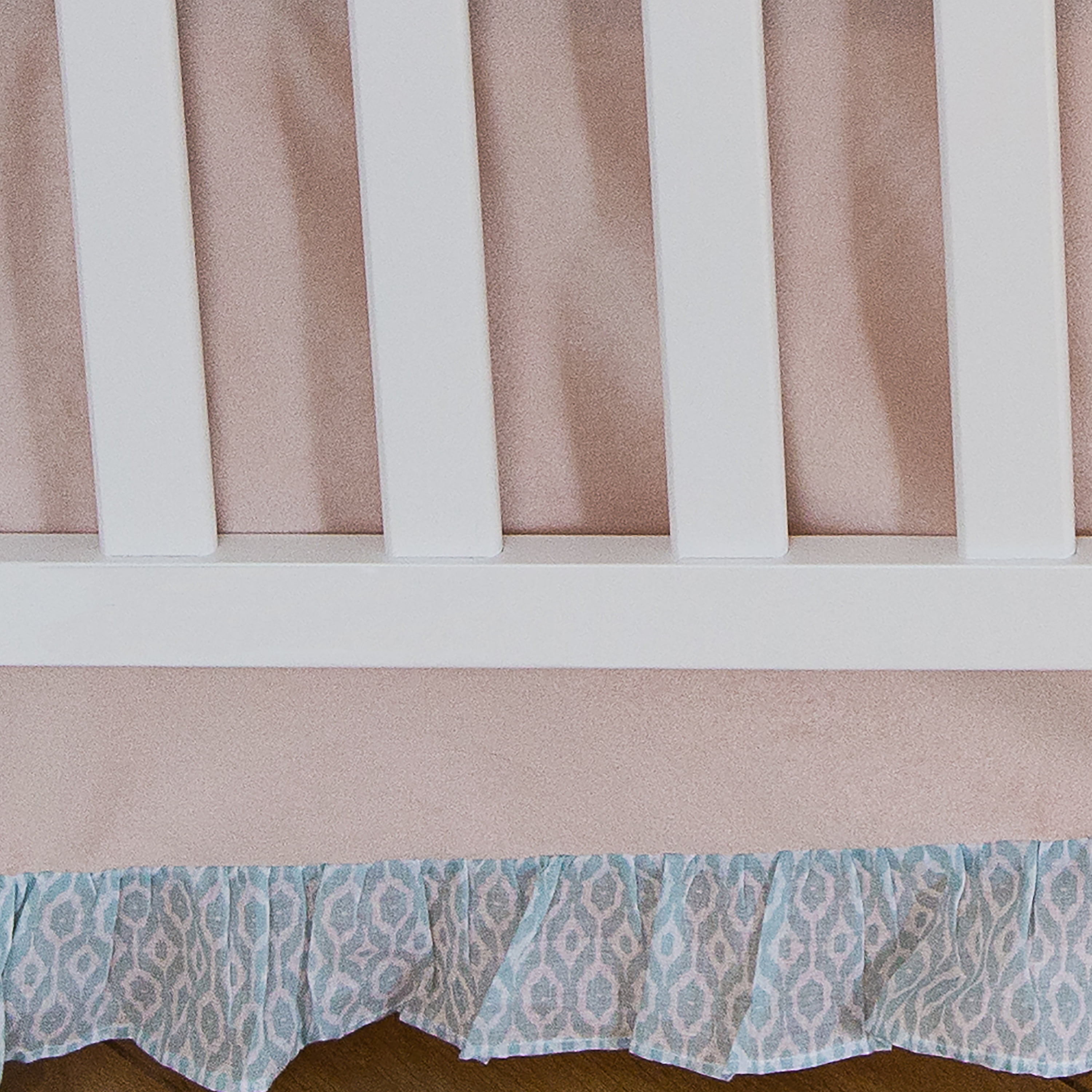 Levtex Baby - Everly Crib Bed Set - Baby Nursery Set - Aqua Blush Grey Teal - Woodland Deer and Friends - 5 Piece Set Includes Quilt, Fitted Sheet, Diaper Stacker, Wall Decal & Bed Skirt/Dust Ruffle