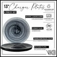 thumbnail image 2 of Vikko Charger Plates, Set of 4 Black Alabaster Dinner Plates, 13" Plate with Marbelized, Swirl Design, Elegant Glass Charger, Dishwasher Safe, 2 of 7