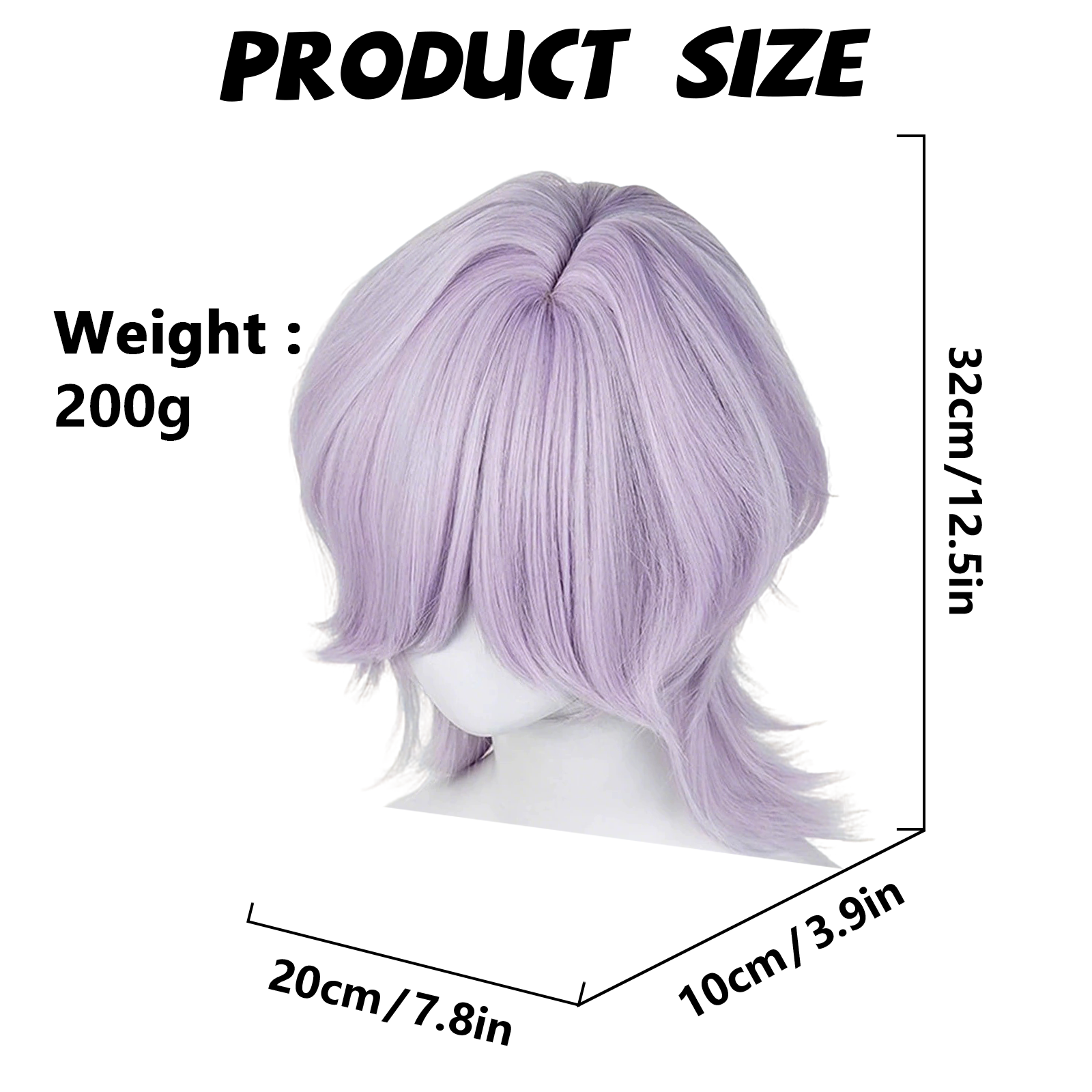 GOBWCOT Short Light Purple Anime Wig with Bangs 14.9" Men's Purple Spiky Layerd Wigs for Unisex Party