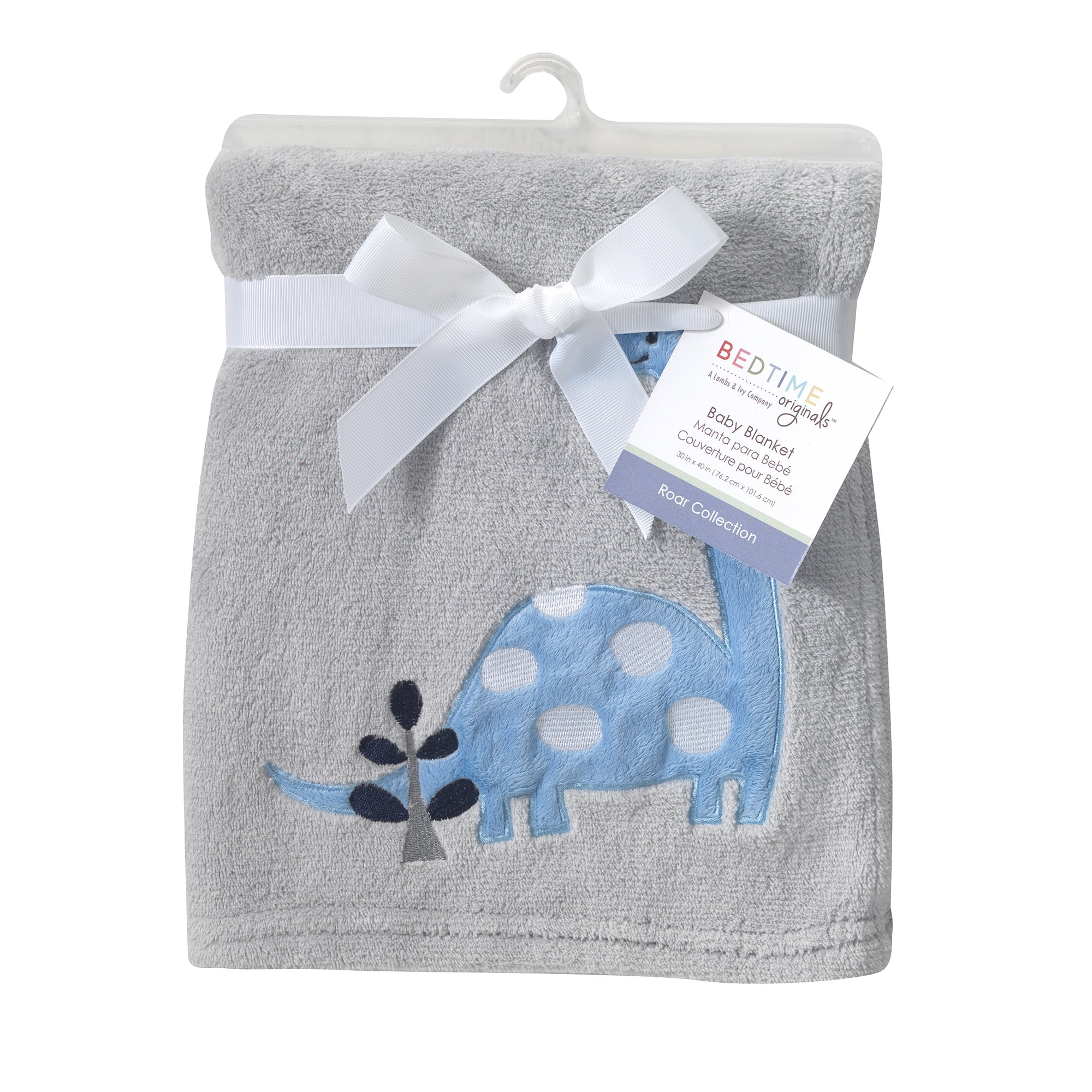 Bedtime Originals Male Gray Dinosaur Animal 100% Polyester Baby Blanket