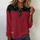 thumbnail image 1 of TaTaai Women's long sleeve collared top, linen cotton fabric, color block design, removable buttons, pullover style, casual loose fit, soft breathable, ideal for daily outings & office casual Gift, 1 of 7