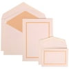 JAM Paper Wedding Invitation Combo Set, 1 Large & 1 Small, Orange Border Set, White Card with Apricot Lined Envelope,100/pack