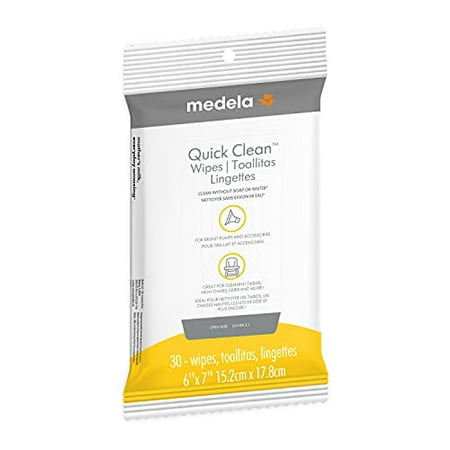 Medela Quick Clean Breast Pump Accessory Wipes Resealable Pack Convenient hygienic On The Go Cleaning for Tables Countertops Chairs More, White