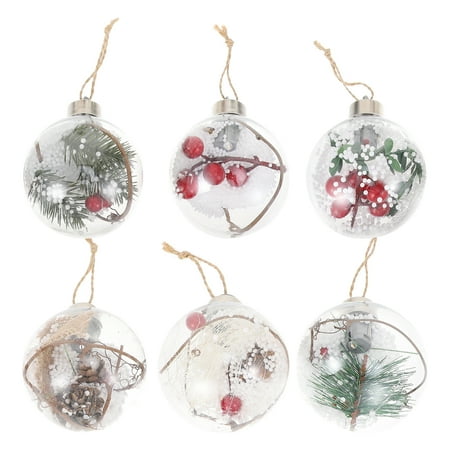 

6pcs Transparent Xmas Balls Home Party Balls Pendants Plastic Glowing Balls