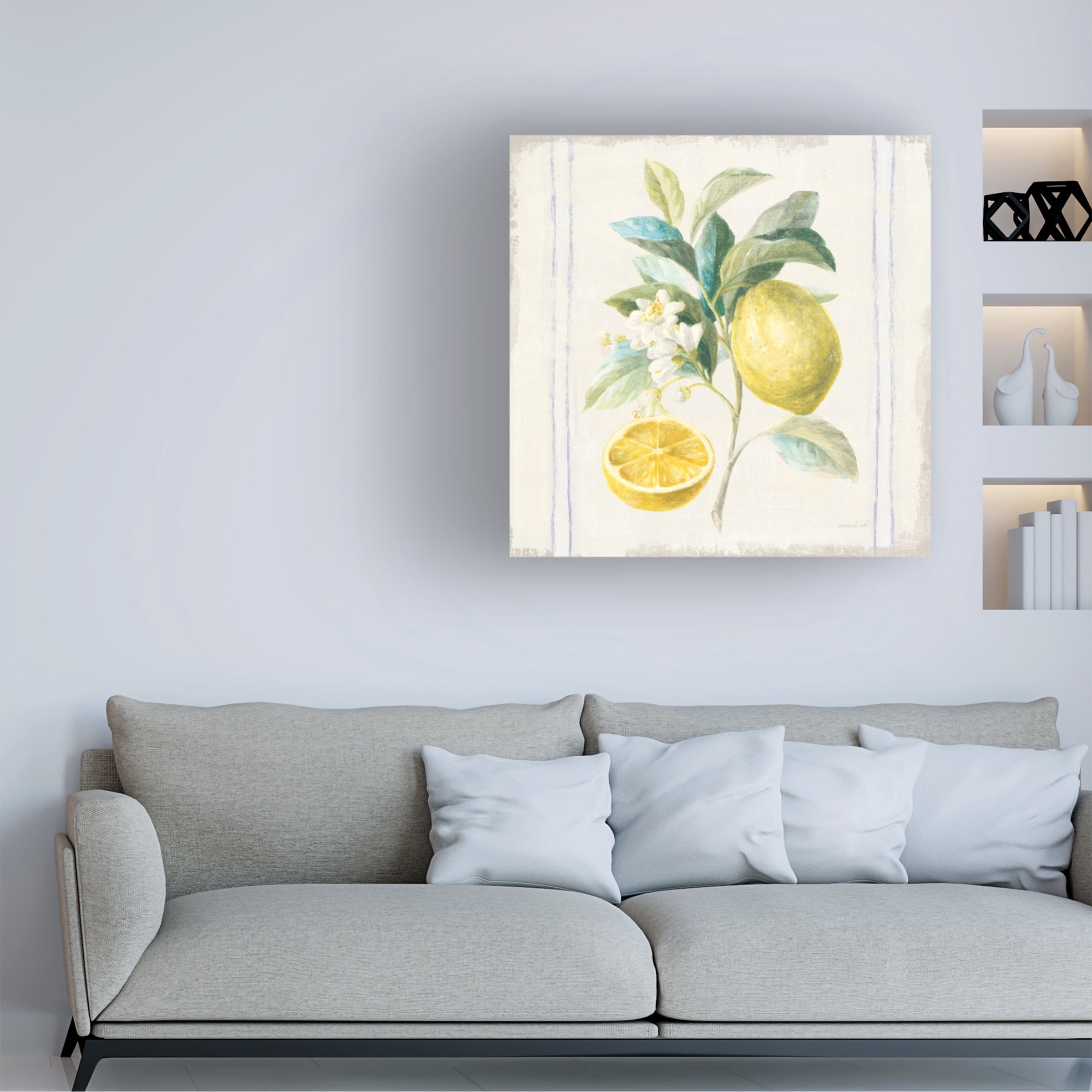 Trademark Fine Art 'Flour sack Lemons IV Sq Navy' Canvas Art by Danhui Nai