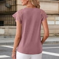 thumbnail image 5 of Only Moment Short Sleeve Blouse Polyester,Spandex,cotton V Neck Women's Short Sleeve Tops Dressy Casual Summer Outfits 2026 Brick Red,S, 5 of 7