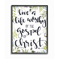Stupell Industries Live Worthy Of The Gospel Religious Inspiring Word Design Graphic Art Black Framed Art Print Wall Art, 24x30, by April Chavez
