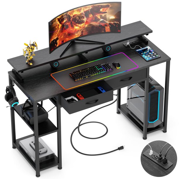 GIKPAL Computer Desk 47” Gaming Desk Home Office Desk with Drawers and