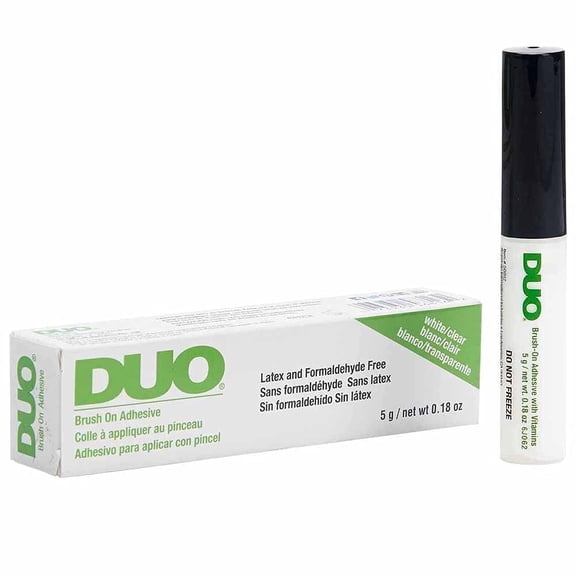 DUO Brush-On False Eyelash Adhesive Glue for Sensitive Eyes, Latex-Free, Waterproof, Clear, 0.18 fl oz