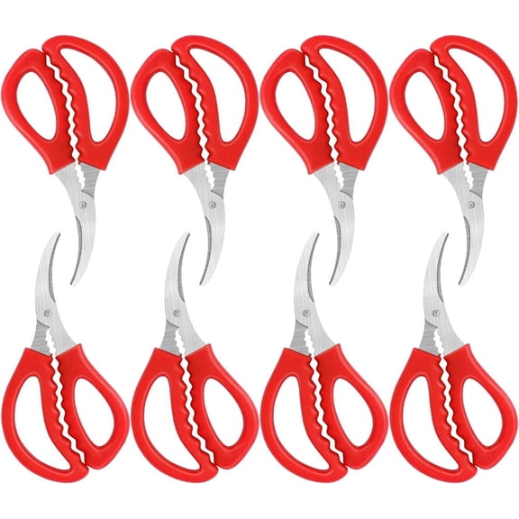 Tutuviw 8Pcs Heavy Duty Kitchen Stainless Steel Seafood Scissors, Multifunctional Stainless Steel Shears Seafood Scissors for Fish Crab Shrimp Lobster Scissors