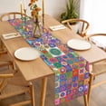 thumbnail image 3 of Table Runner 72 Inches Long for Kitchen Dining, Colorful Ethnic Dresser Scarf Farmhouse, Dining Table Decorations for Wedding/Parties, Modern Abstract National Geometric Purple 13 x 72 In, 3 of 8