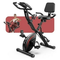 Folding Exercise Bike, 5 IN 1 Stationary Bikes for Home 6.6 LBS Flywheel, 330LB Weight Capacity Back Support Cushion Indoor Workout Cycling Bike for Home Gym