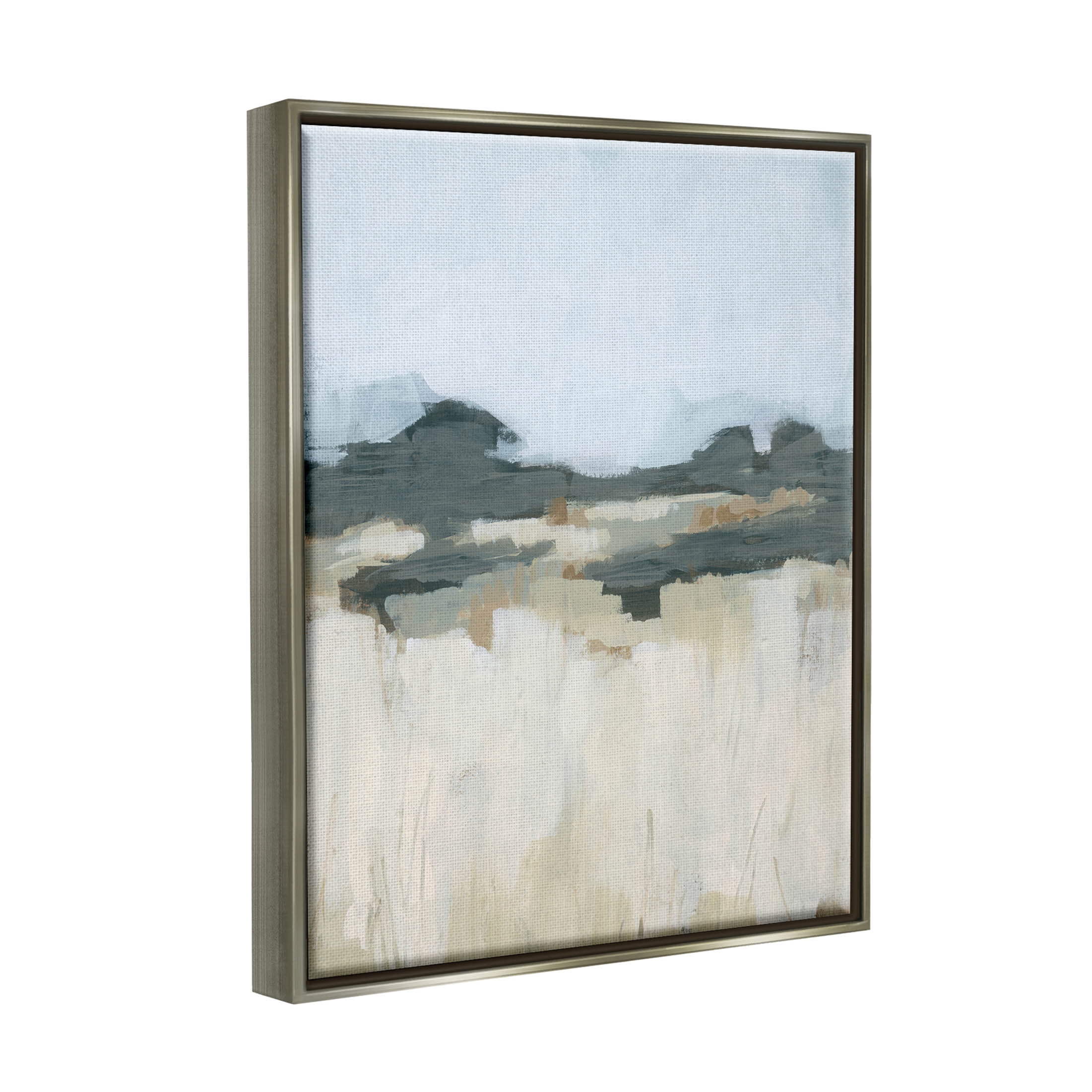Stupell Industries Countryside Grass Landscape Scene Painting Luster Gray Floating Framed Canvas Print Wall Art, Design by June Erica Vess