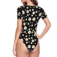 thumbnail image 4 of Daiia Daisy print Women's Crew Neck Short Sleeve Bodysuit Fashion Tops Fit Casual Basic Extender Bodysuit-XX-Large, 4 of 9