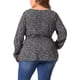 thumbnail image 3 of Blusa peplum de mujer plus size con cuello en V, botones y volantes Agnes Orinda 4X púrpura, 3 of 6