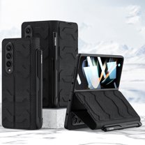 ELEHOLD Leather Folding Case for Samsung Galaxy Z Fold 5 with S Pen Slot Built-in Screen Protector Card Slots Magnetic Luxury Rugged Shockproof Case for Samsung Galaxy Z Fold 5, Carbon Fiber Texture