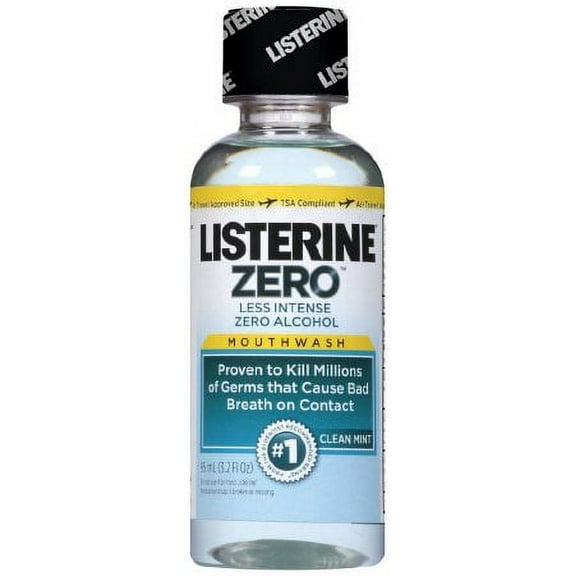 Listerine Antiseptic Zero Alcohol Mouthwash, Clean Mint, 3.2 Ounce (Pack of 24)