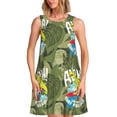 thumbnail image 1 of Balery Surfing Dinosaur Vestidos de verano para mujer con estampado: vestido holgado sin mangas, vestido playero informal y cómodo para días calurosos., 1 of 7