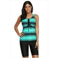 thumbnail image 1 of Maillots de Bain Tankini à Imprimé Color Block pour Femmes avec Capris de Bain Vert S, 1 of 9