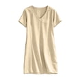 thumbnail image 3 of FRSASU Robe d'Été 100 % Coton pour Filles, Tendance, Col en V, Décontractée, Bohème, Robe Soleil, Printemps, Plage, Fluide, Vacances, Mini, Beige, 3 of 8